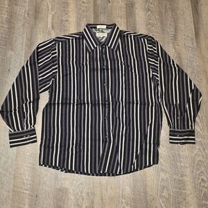 Eighty Eight Long Sleeve Button Down Shirt Striped Purples Size XL 100% Cotton